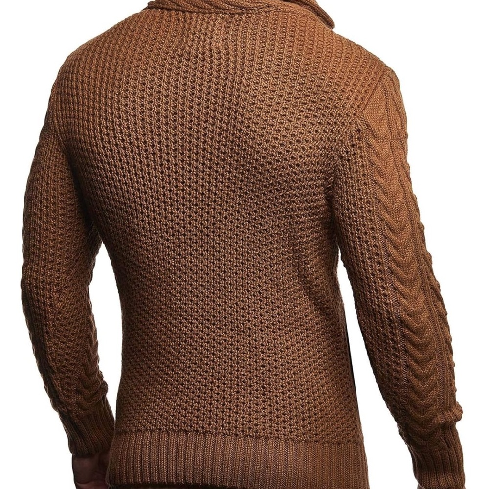 Leif Nelson Men's Knitted Jacket Turtleneck Cardigan With Toggle Buttons NWT - Picture 2 of 2